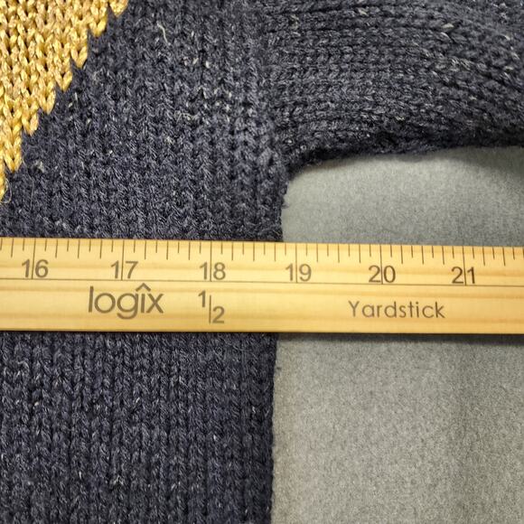 Vintage Womens Sweater Large Dana Scott Black Teal Holiday Embellished Tunic 90s - Picture 5 of 15